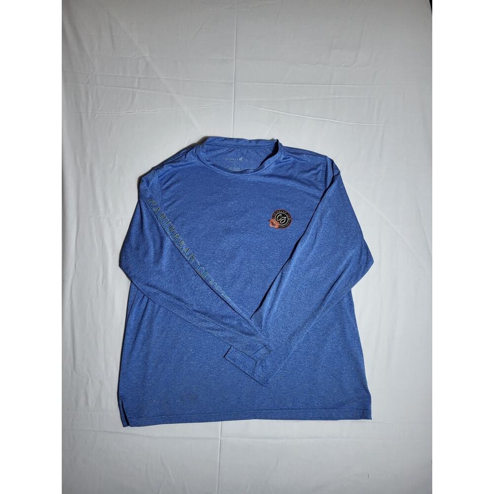 Caribbean Joe Men’s XL Long Sleeve Blue Graphic T-Shirt Surf Beach Tee